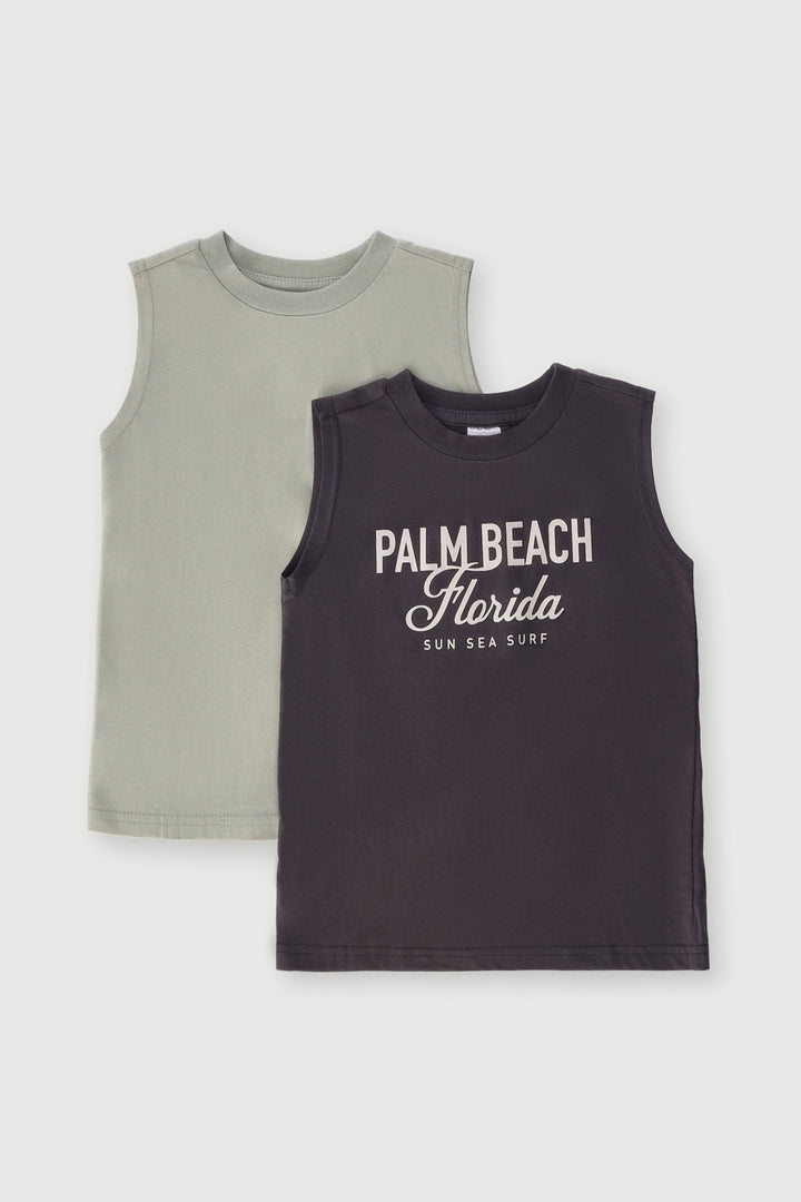 Pre-Boys 2 Pack Plain Fruit Badge Vest - Charcoal
