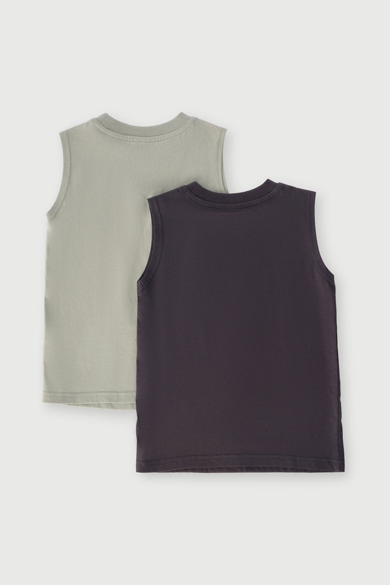 Pre-Boys 2 Pack Plain Fruit Badge Vest - Charcoal