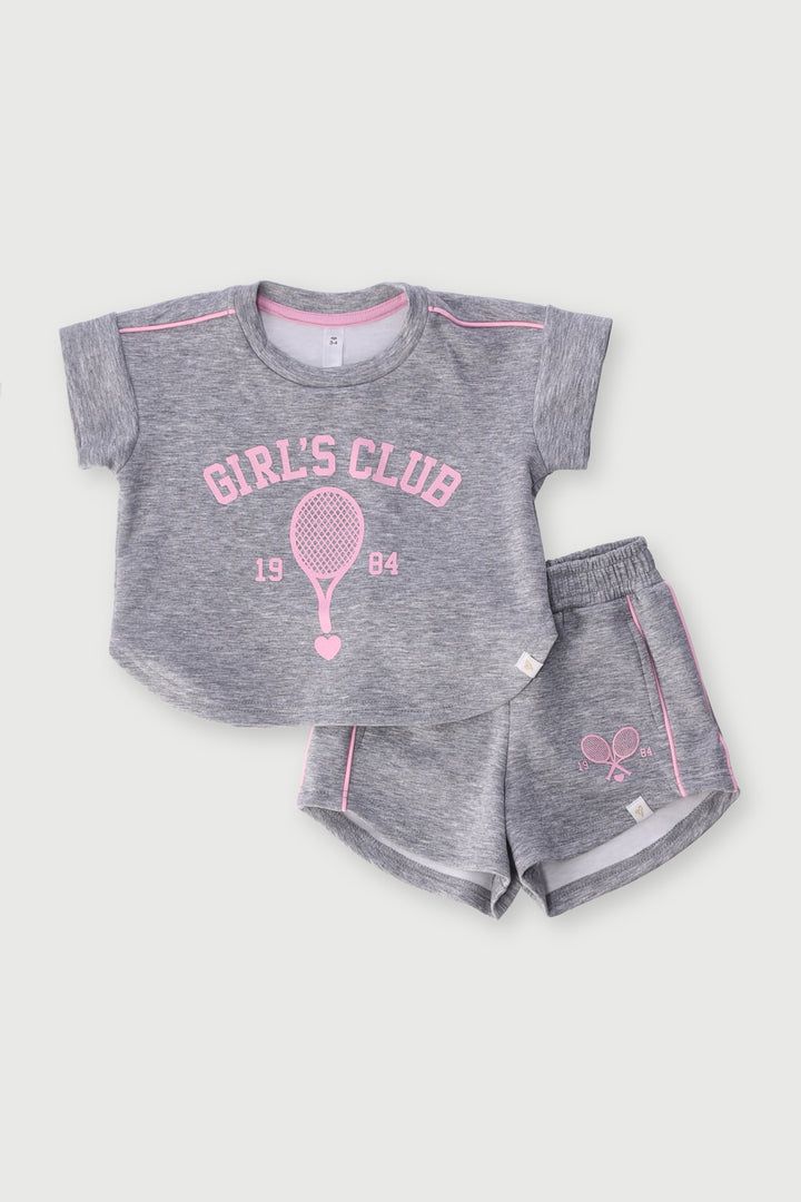 Pre-Girls Scuba Tee & Shorts Set - Grey Melange