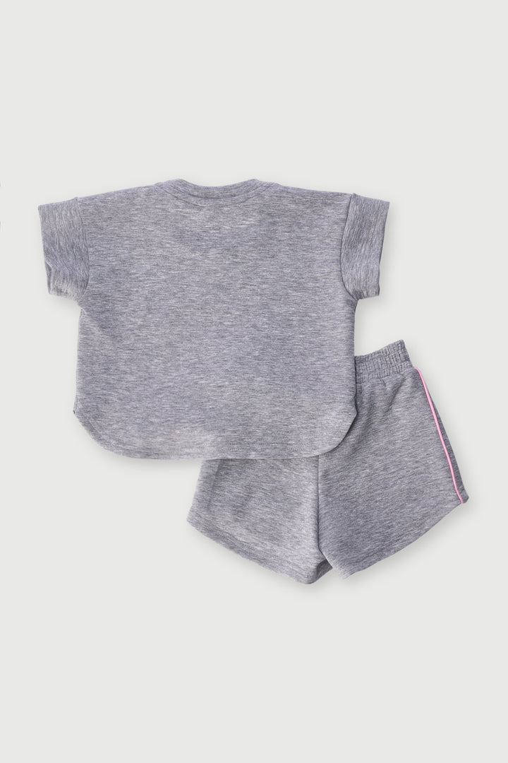 Pre-Girls Scuba Tee & Shorts Set - Grey Melange