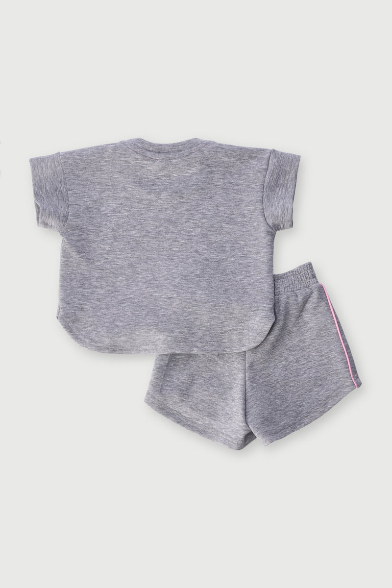 Pre-Girls Scuba Tee & Shorts Set - Grey Melange