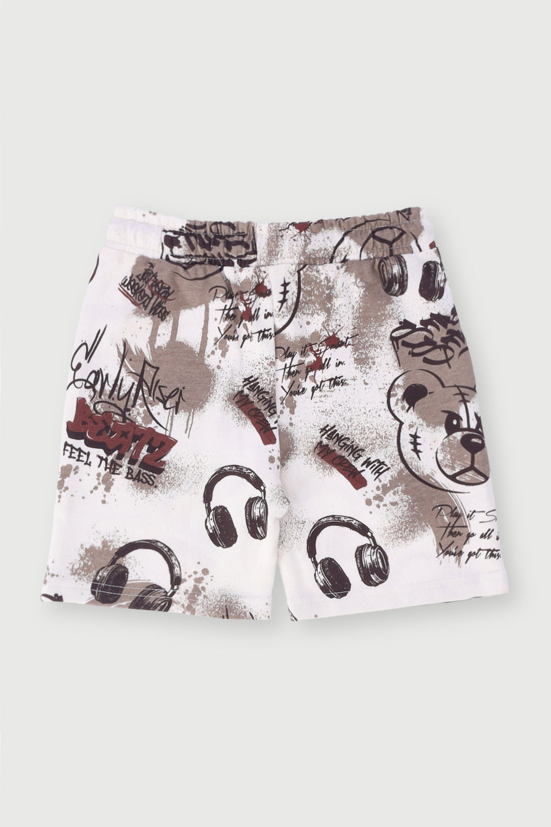 Pre-Boys Graffiti Print Fleece Short - Cream
