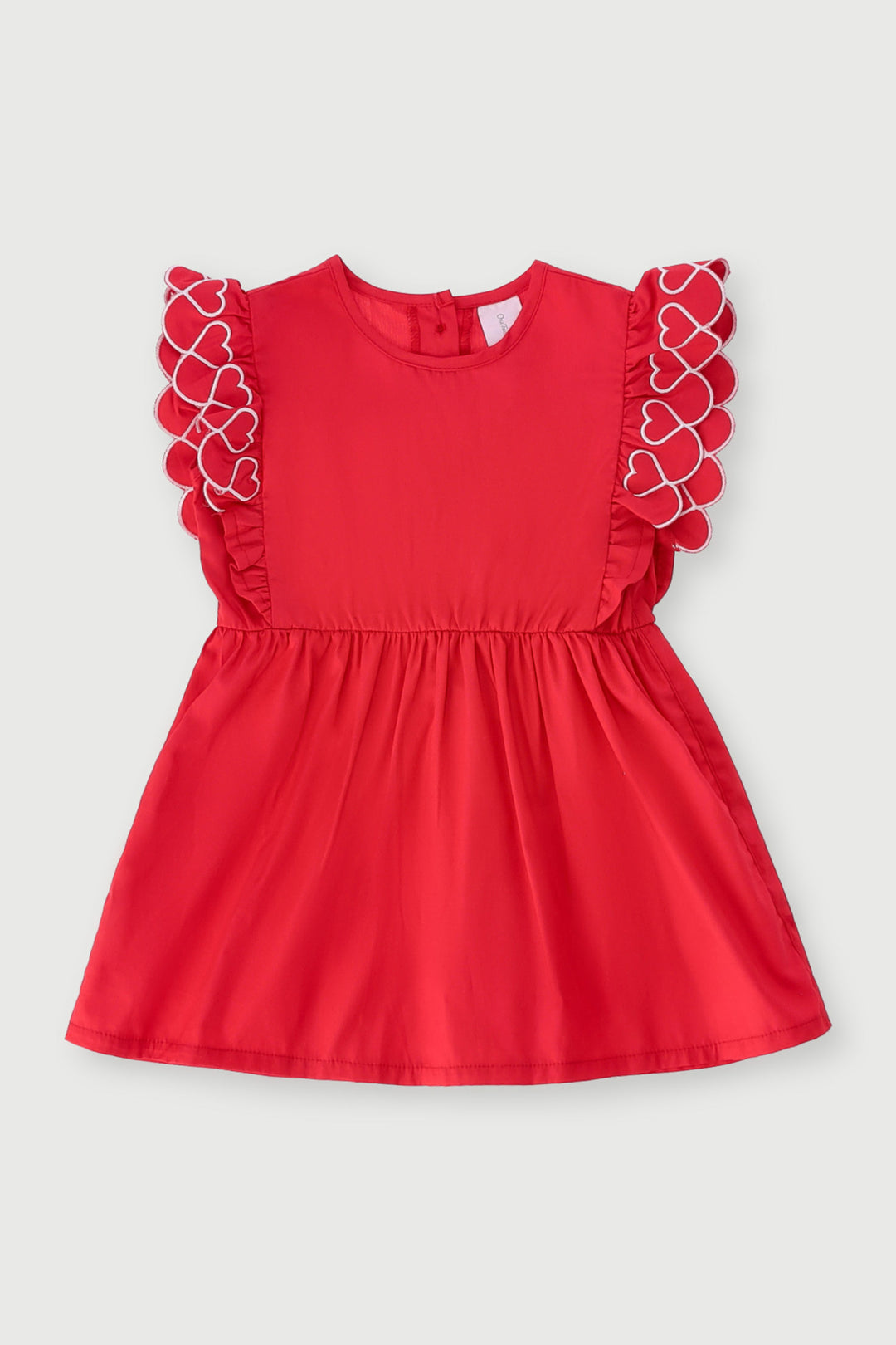 Baby Girls Heart Binding Woven Dress - Red