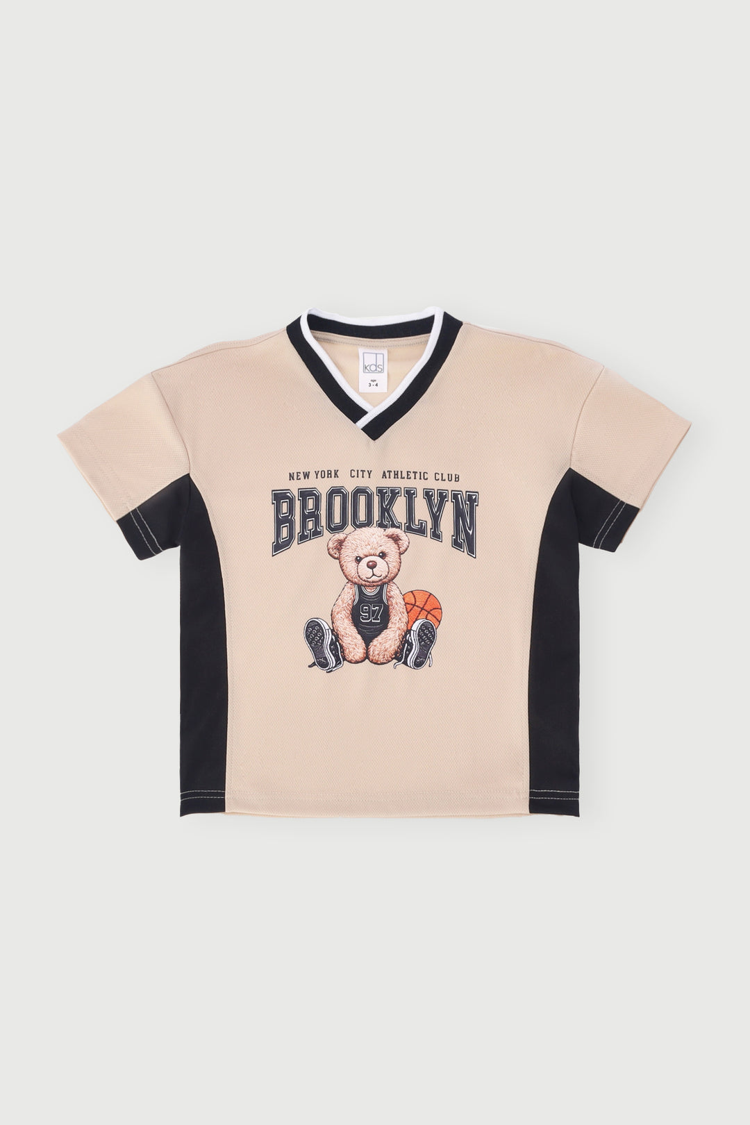 Pre-Boys Teddy Sports Mesh Colourblock Tee - Stone