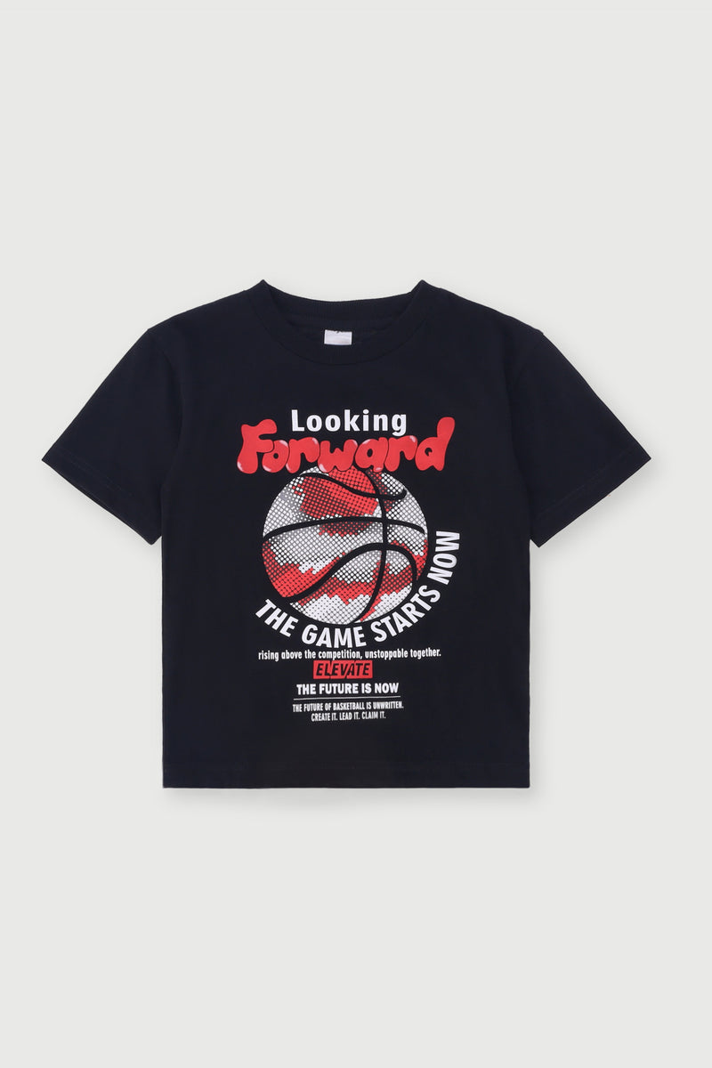 Pre-Boys Basketball 3D Puff Print Tee - Black