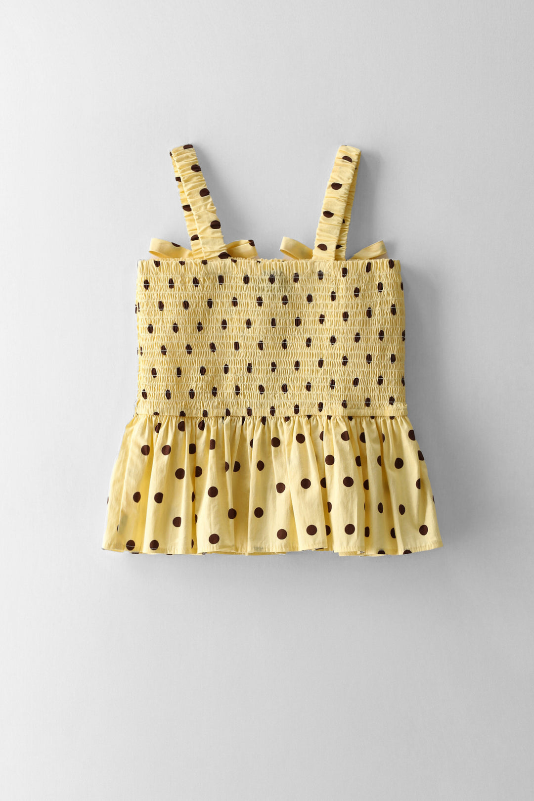 Girls Polka Dot Shirred Top - Yellow