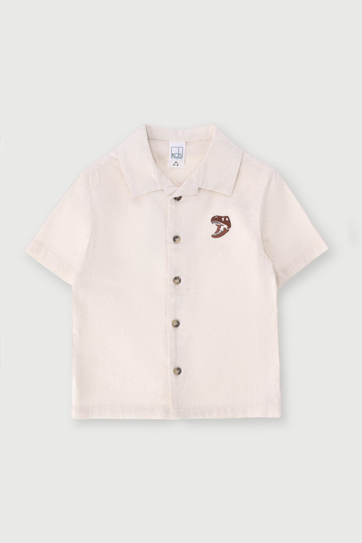 Pre-Boys Short Sleeve Linen Shirt - Stone