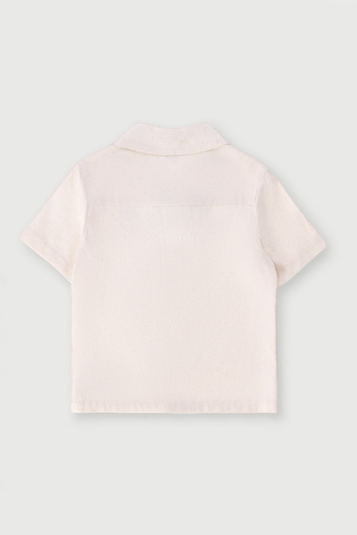 Pre-Boys Short Sleeve Linen Shirt - Stone