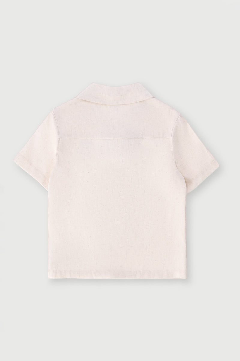 Pre-Boys Short Sleeve Linen Shirt - Stone