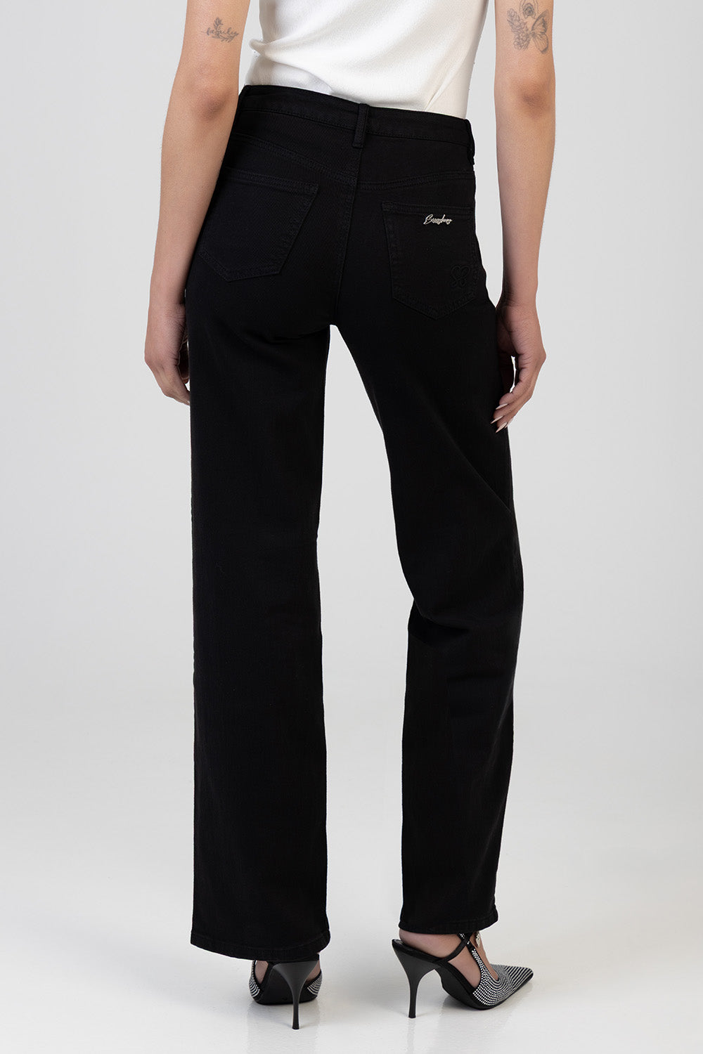 Nollene High Waist Classic Wide Leg Denim - Black
