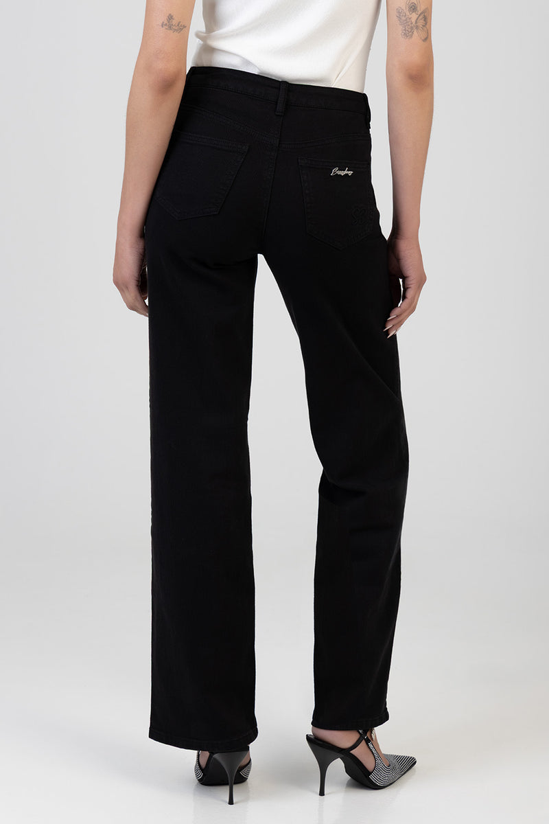 Nollene High Waist Classic Wide Leg Denim - Black