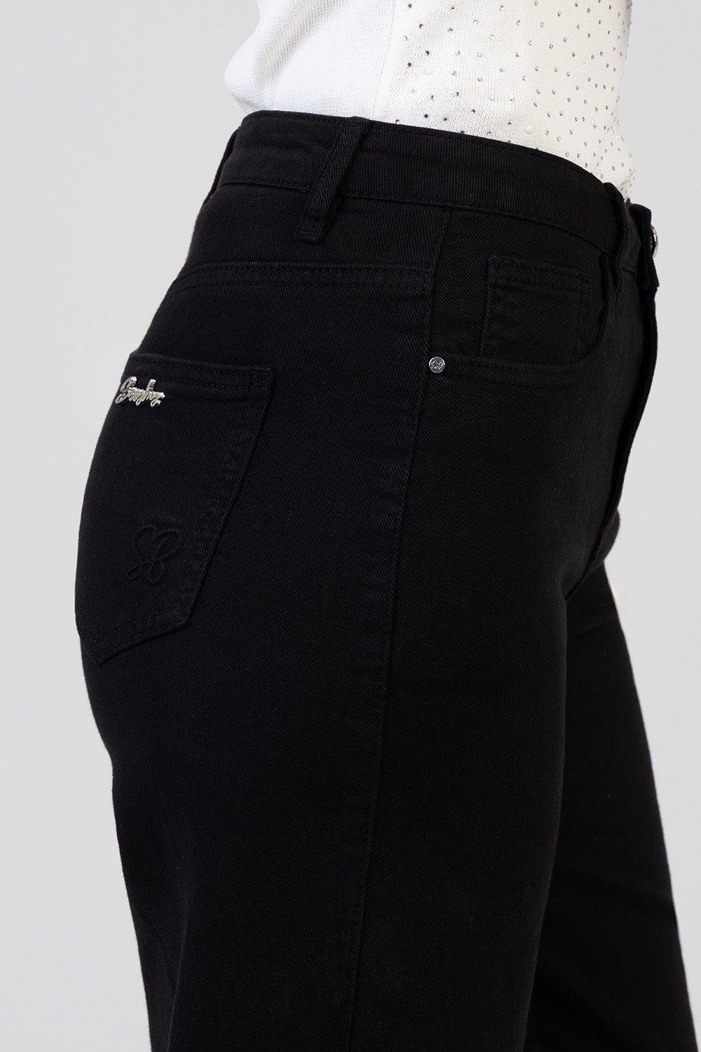 Nollene High Waist Classic Wide Leg Denim - Black