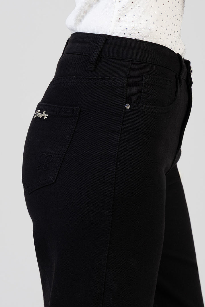 Nollene High Waist Classic Wide Leg Denim - Black