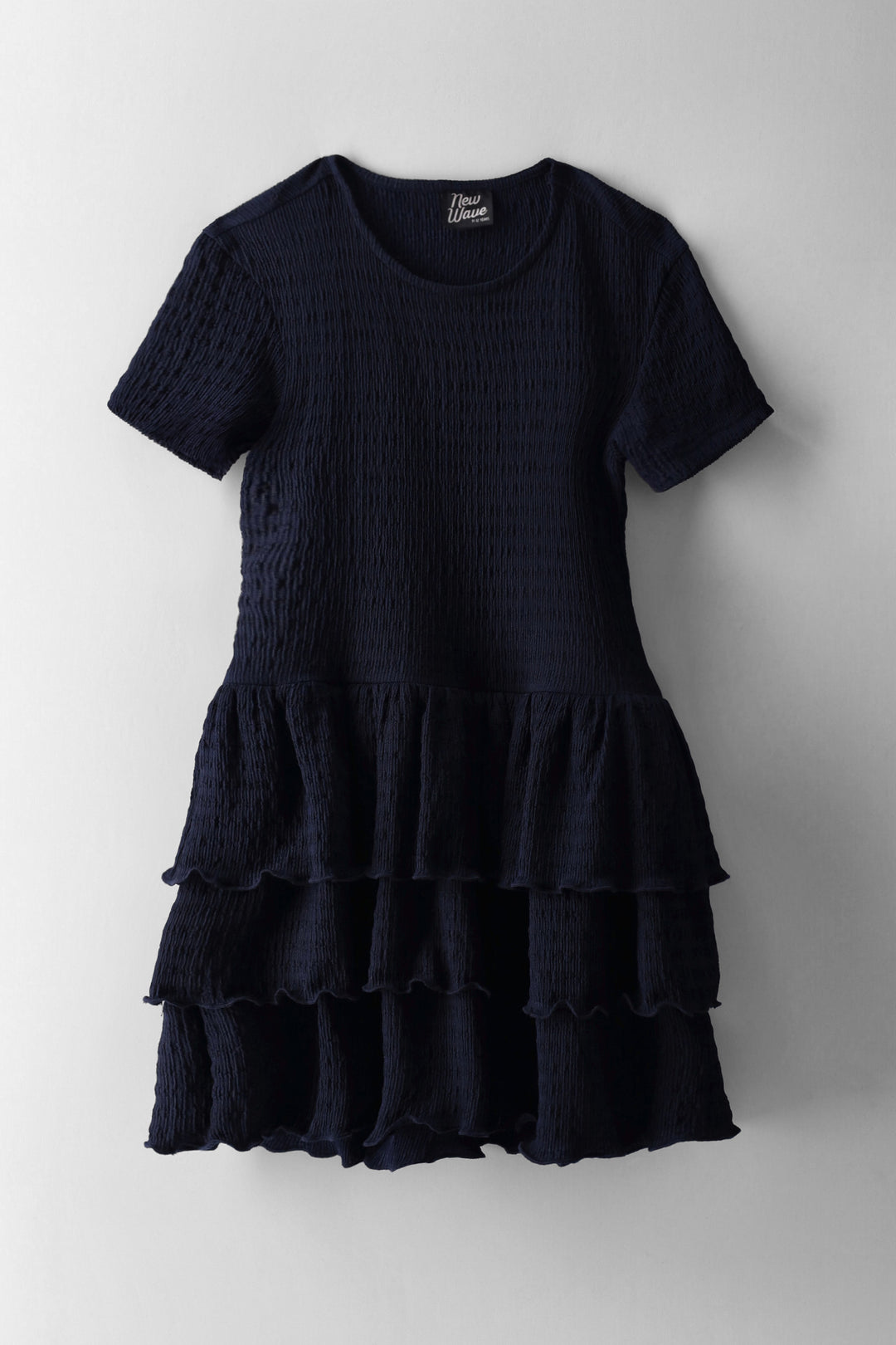 Girls Short Sleeve Combo Rara Dress - Navy