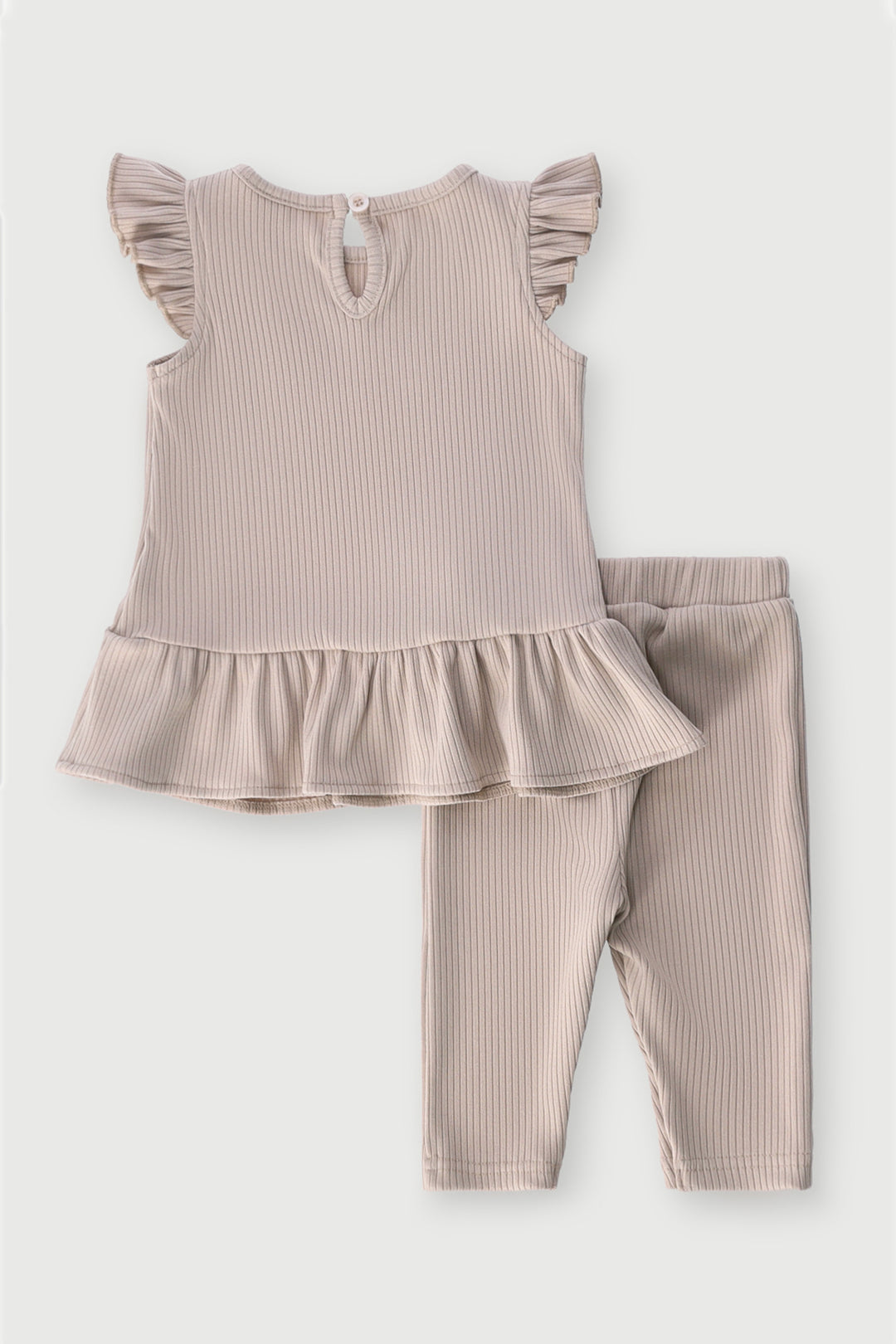 Baby Girls Bows Rib Tunic Set - Cream