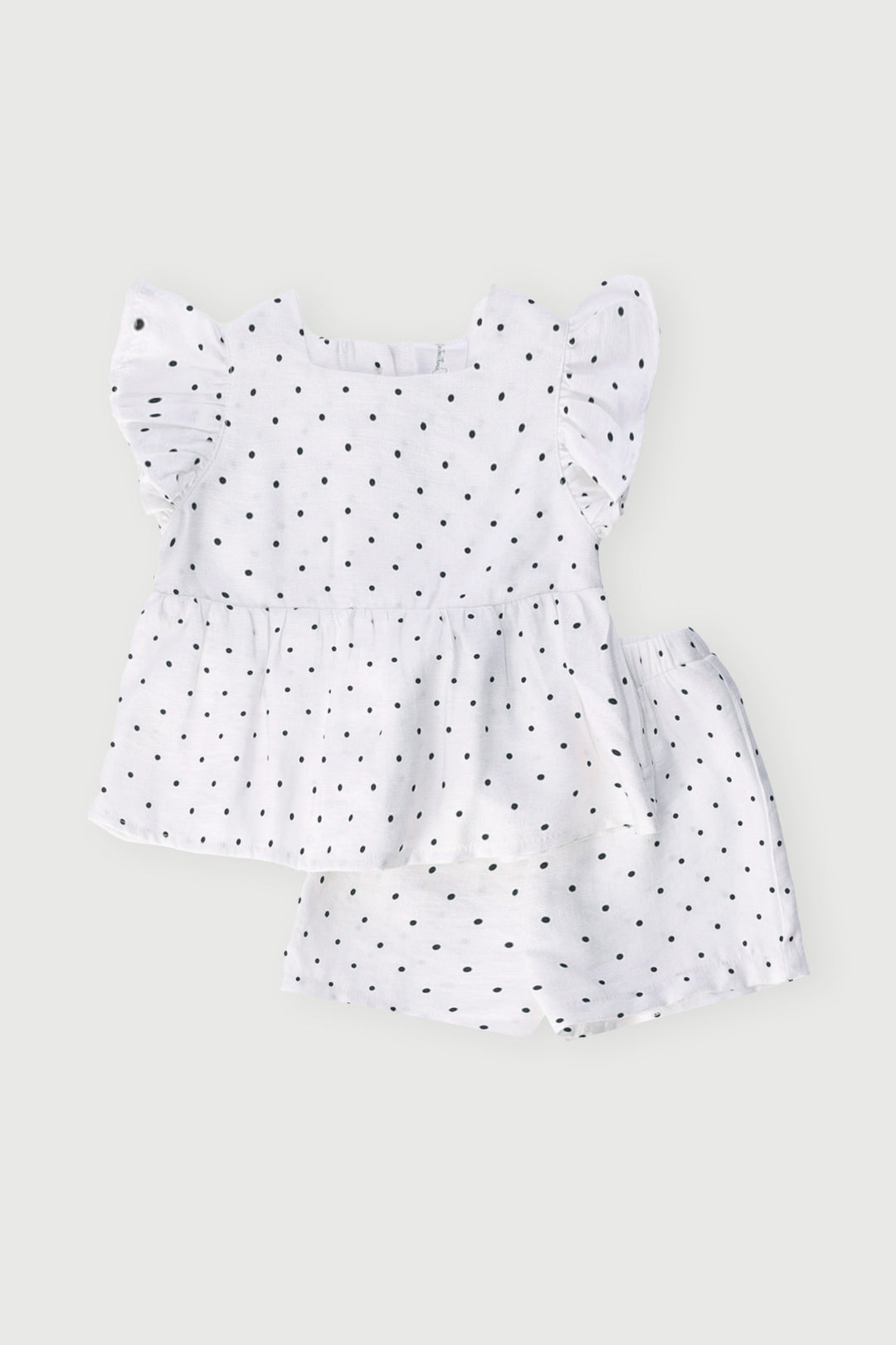 Baby Girls Spot Short Woven Set - White