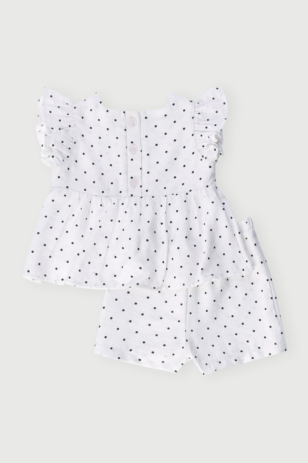 Baby Girls Spot Short Woven Set - White