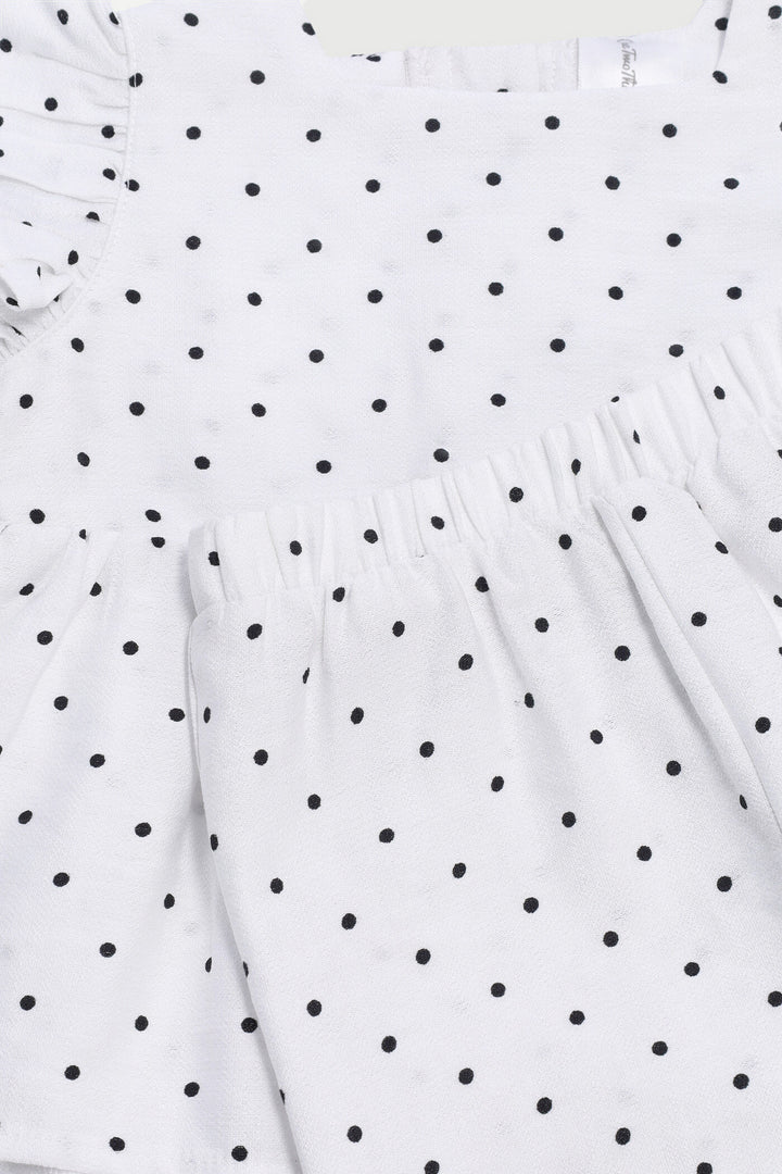 Baby Girls Spot Short Woven Set - White