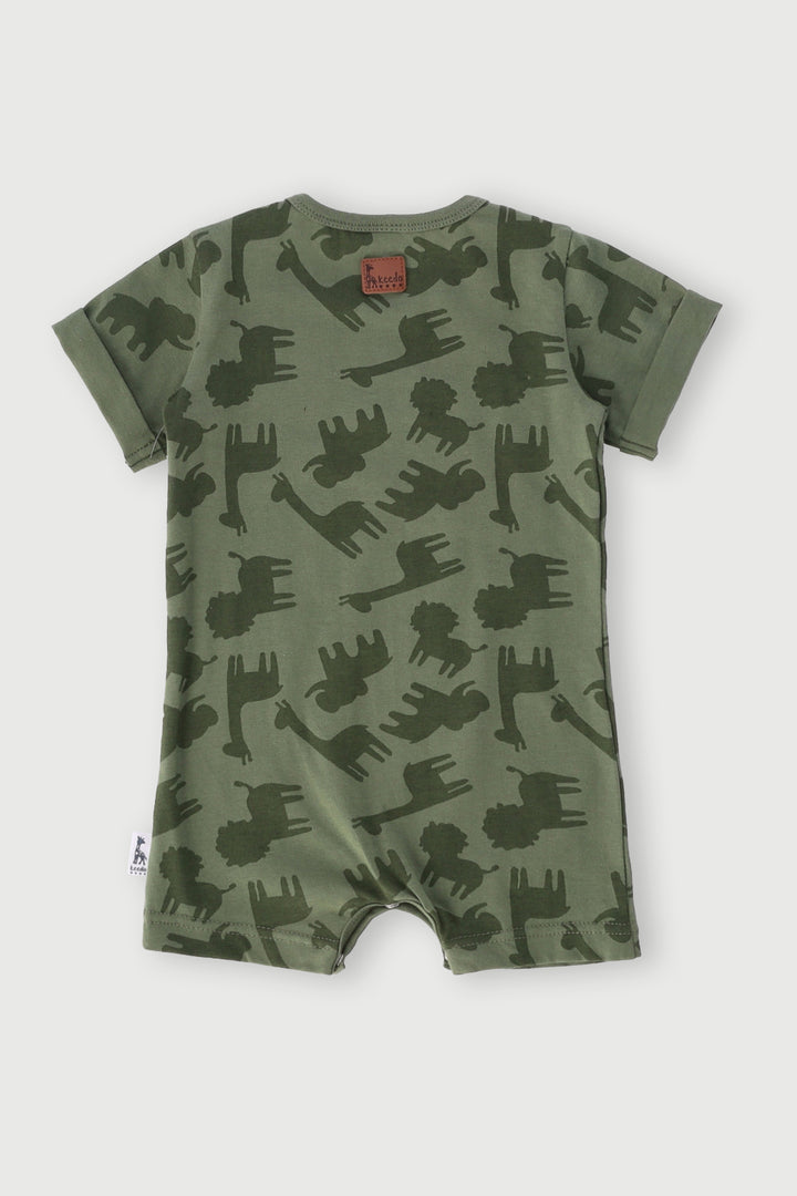 Keedo Baby Boys Safari Print Romper - Olive