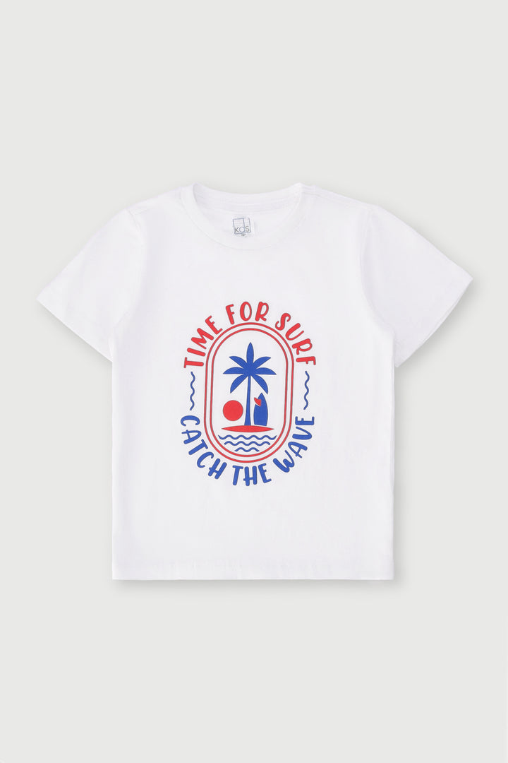 Pre-Boys Short Sleeve Palm Tee - White