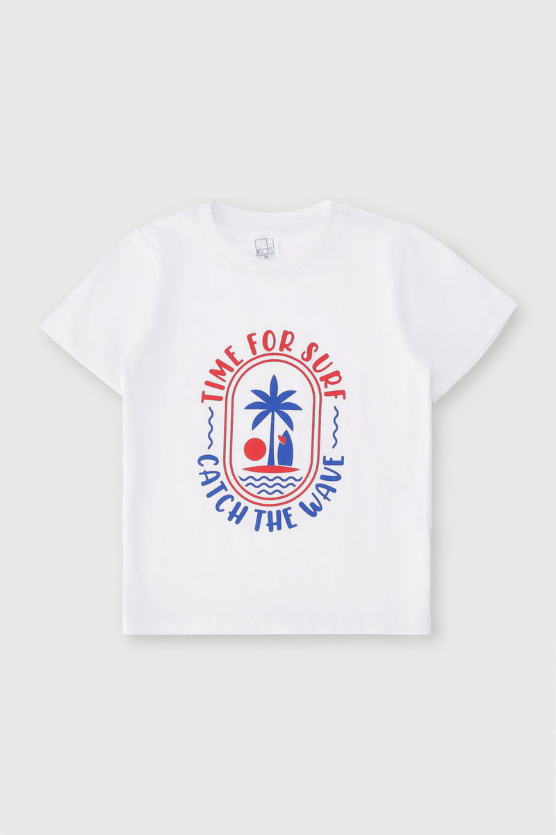 Pre-Boys Short Sleeve Palm Tee - White
