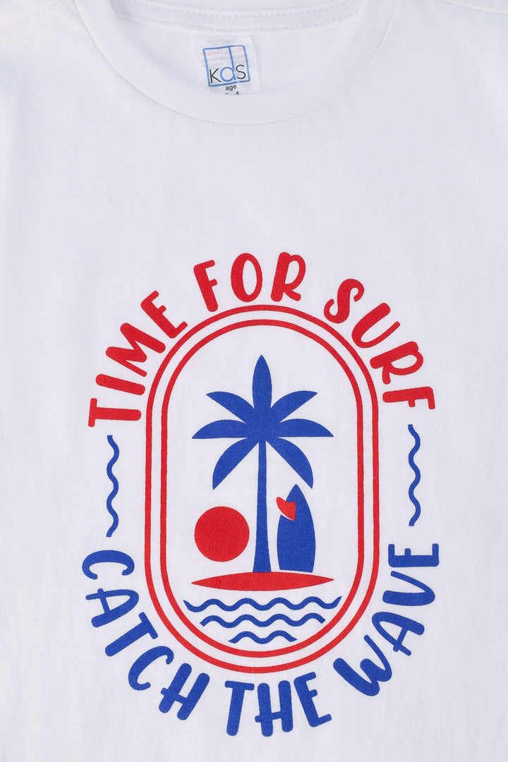 Pre-Boys Short Sleeve Palm Tee - White