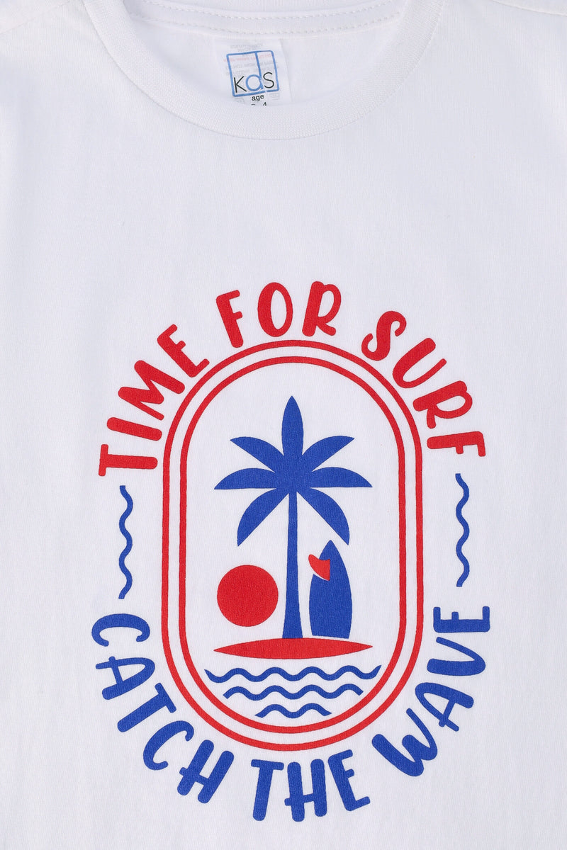 Pre-Boys Short Sleeve Palm Tee - White