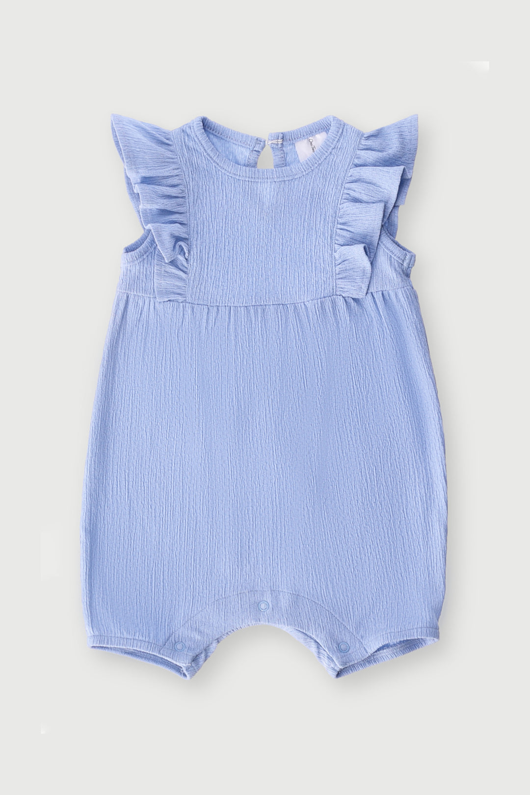 Baby Girls Textured Frill Romper - Blue