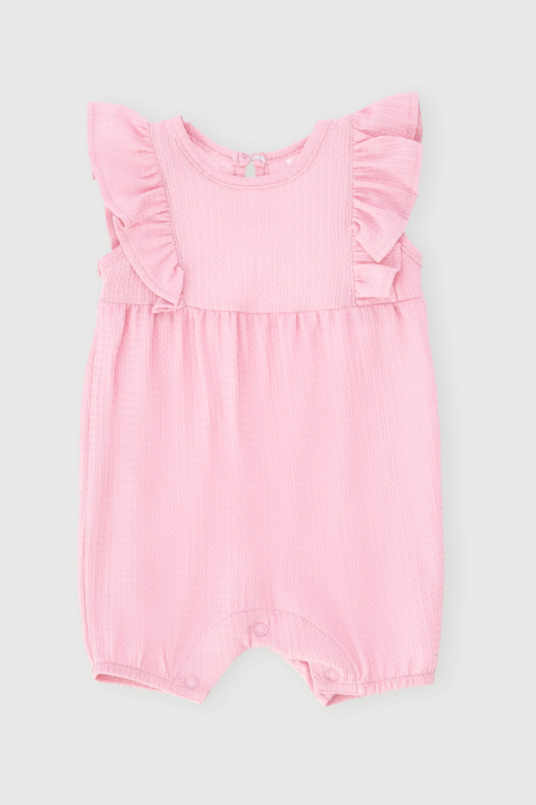 Baby Girls Textured Frill Romper - Pink