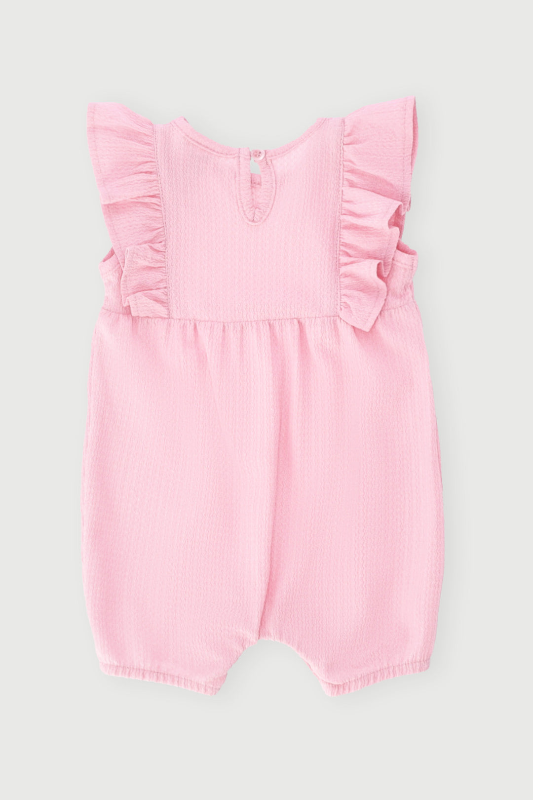 Baby Girls Textured Frill Romper - Pink