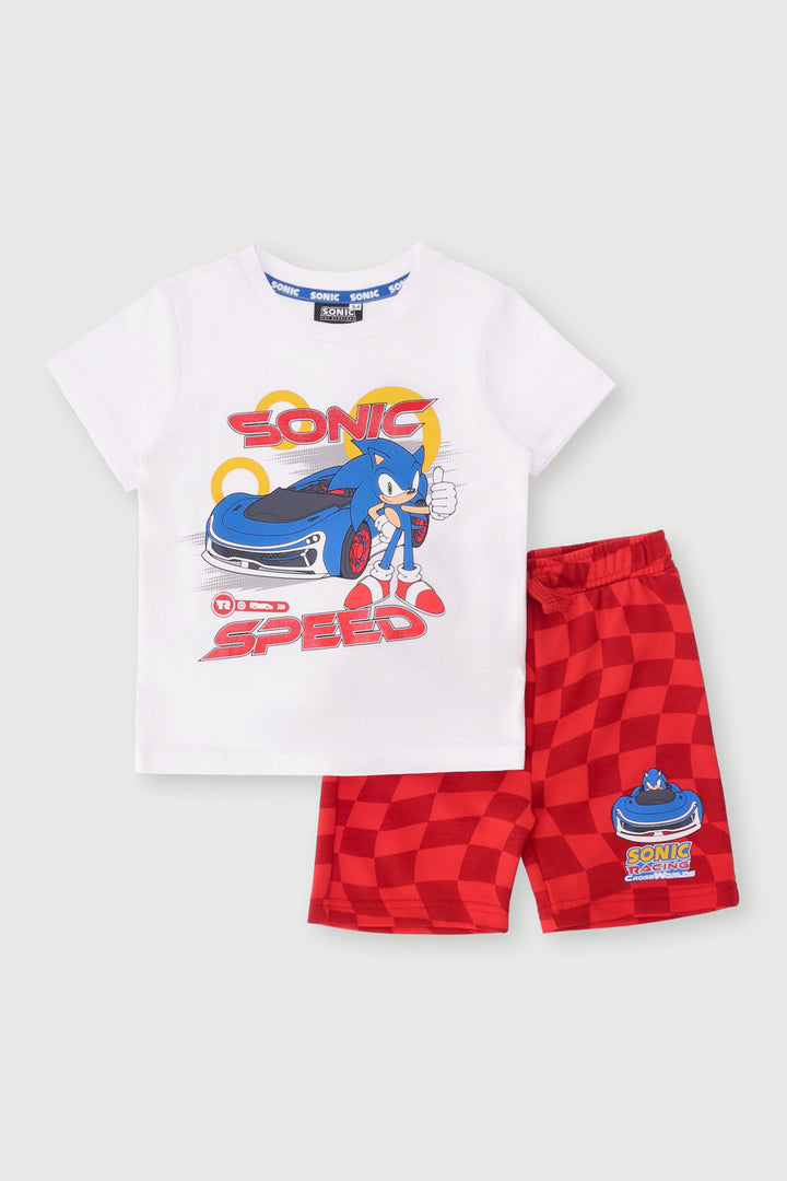 Pre-Boys Sonic Tee & Shorts Set - White/Red