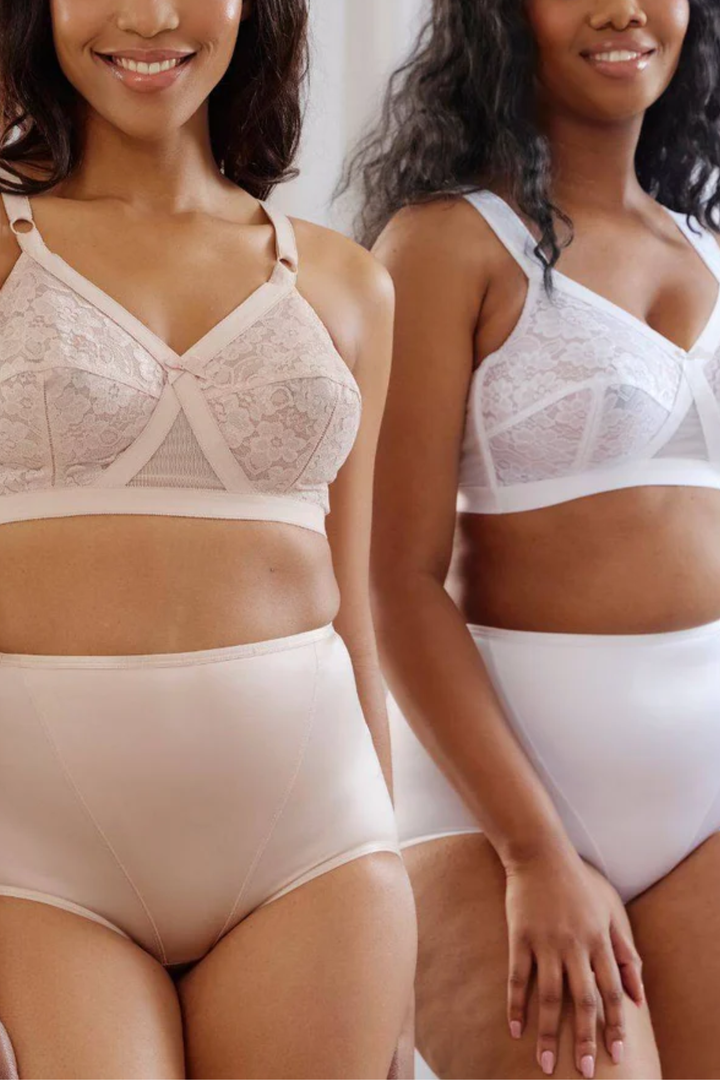 2 Pack Lace Cross Your Heart Bras - Beige/White