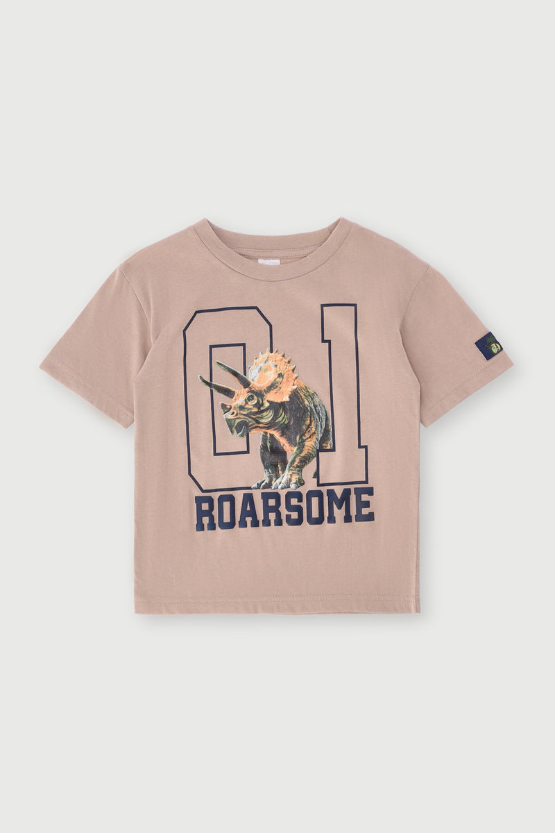 Pre-Boys Oversized Dino Varisty Tee - Stone