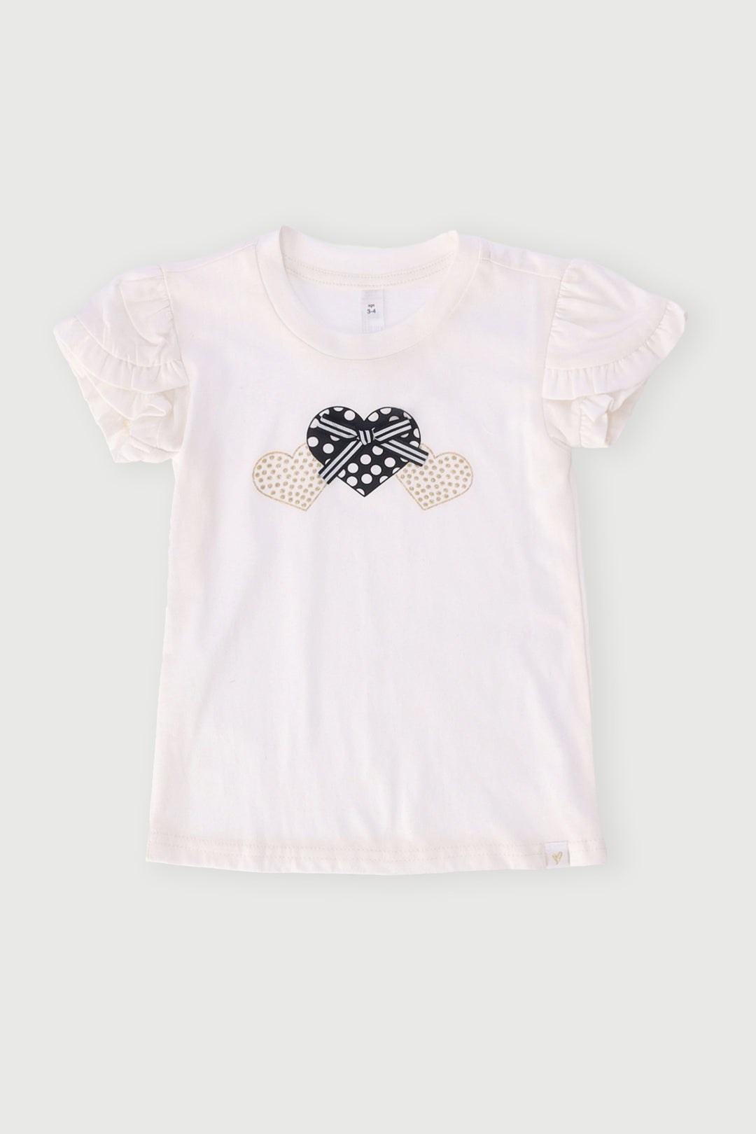 Pre-Girls 3D Hearts Tee - Cream