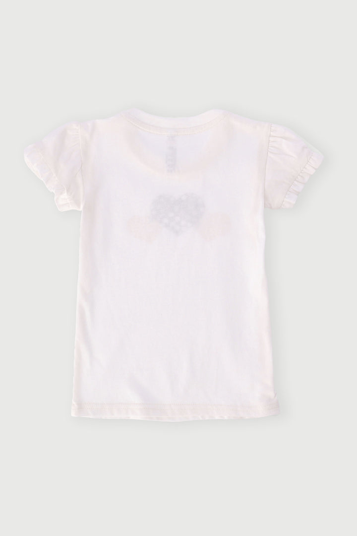 Pre-Girls 3D Hearts Tee - Cream