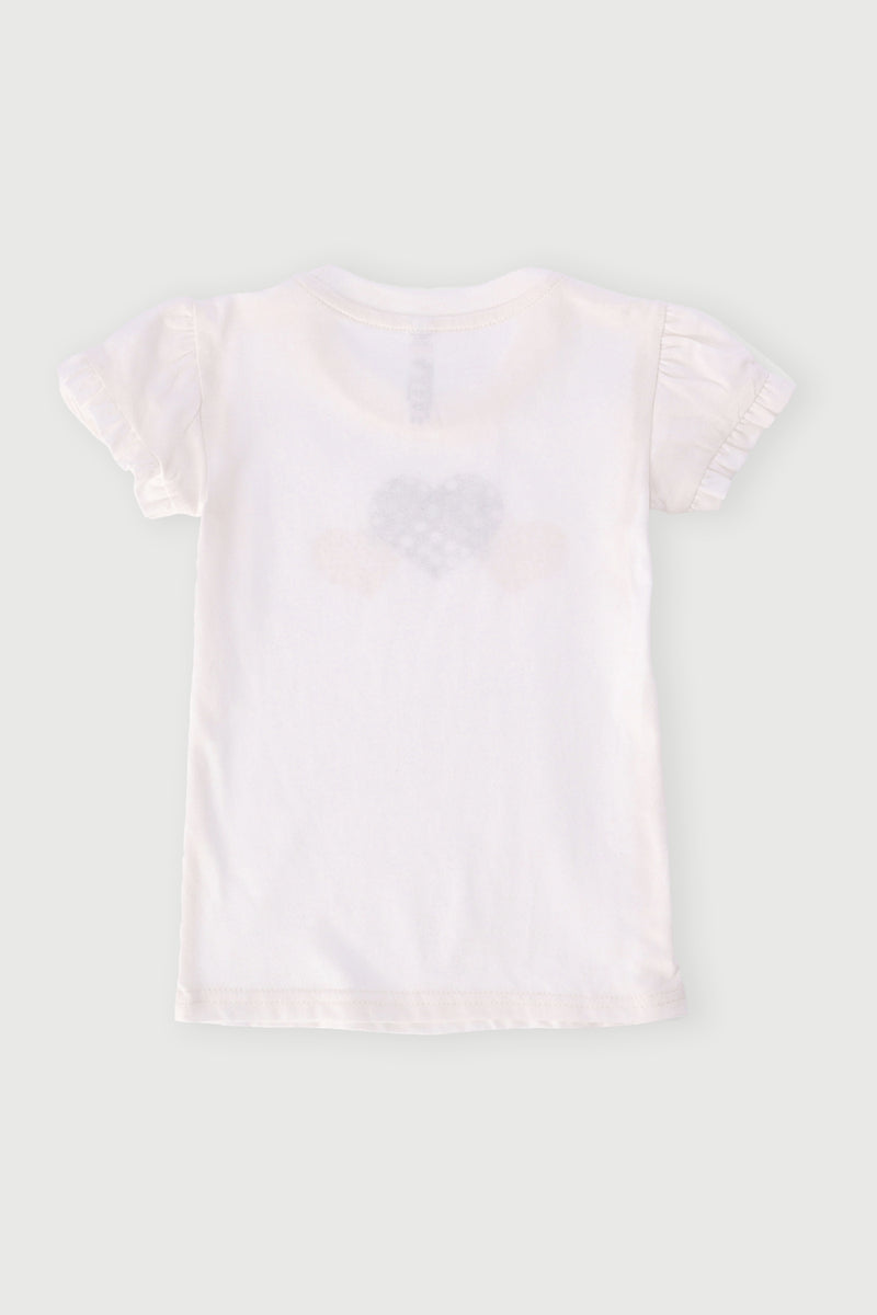 Pre-Girls 3D Hearts Tee - Cream