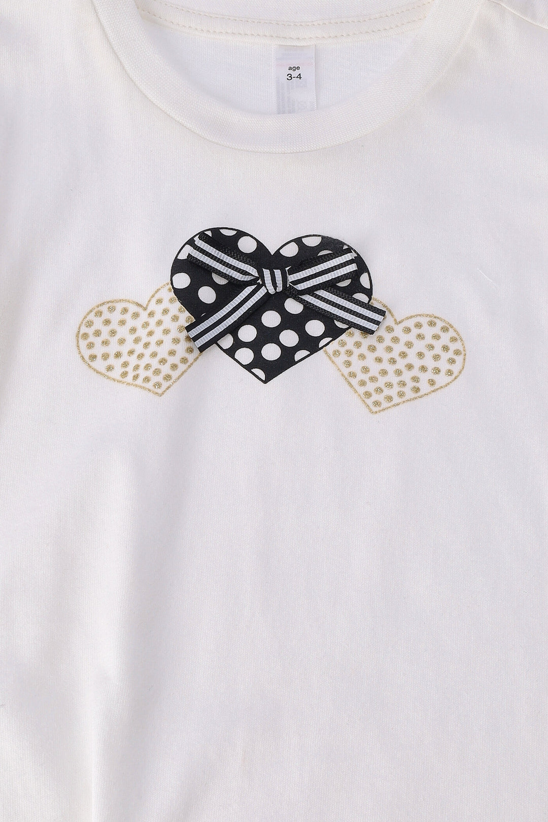 Pre-Girls 3D Hearts Tee - Cream