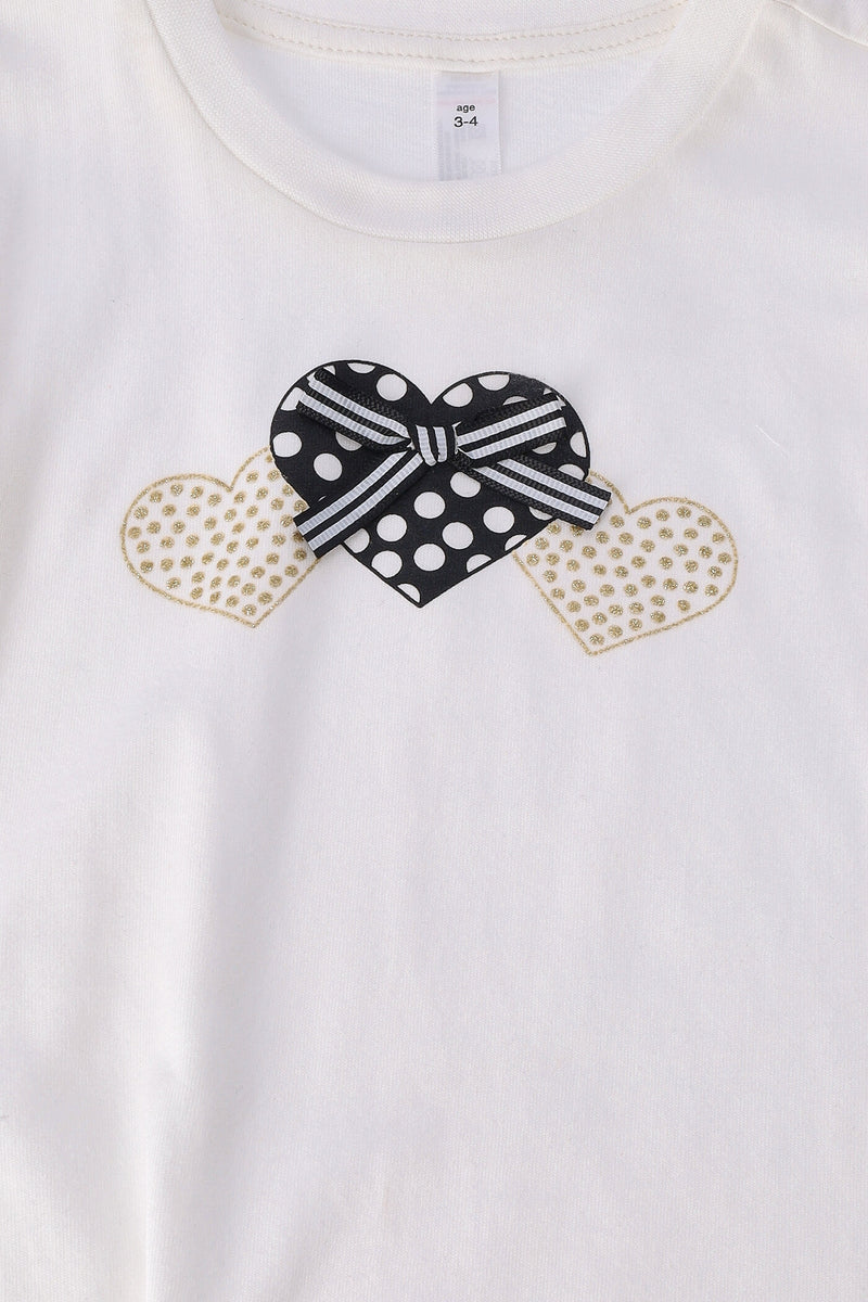 Pre-Girls 3D Hearts Tee - Cream