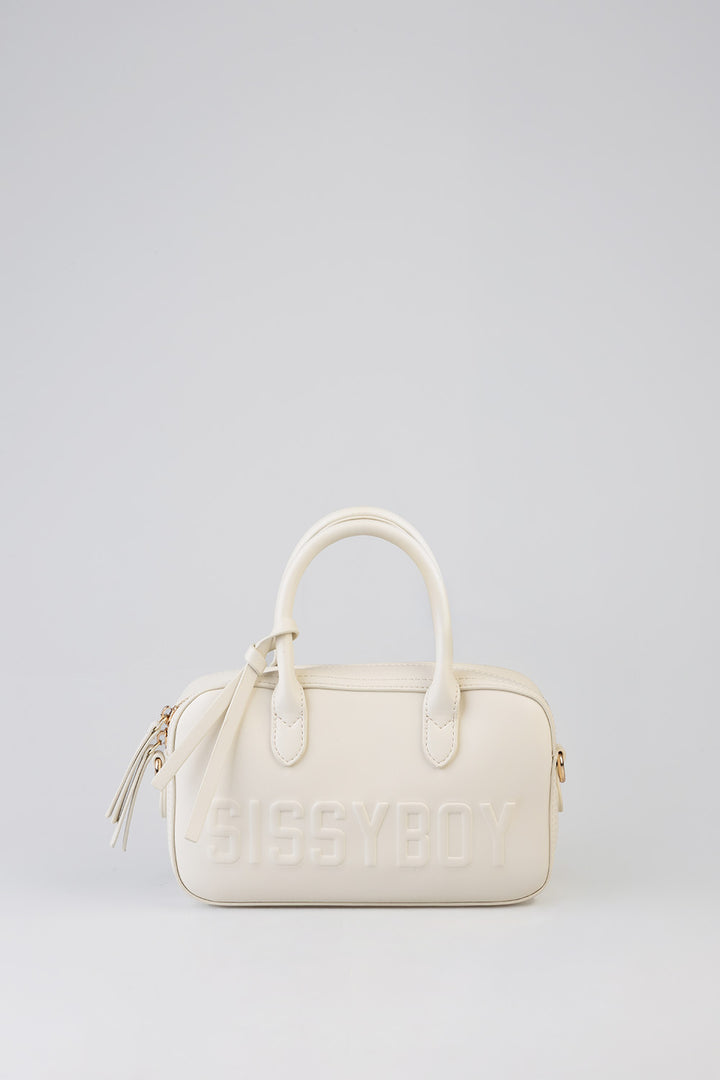 Emory Bowler Bag With Embossed Branding - Cream