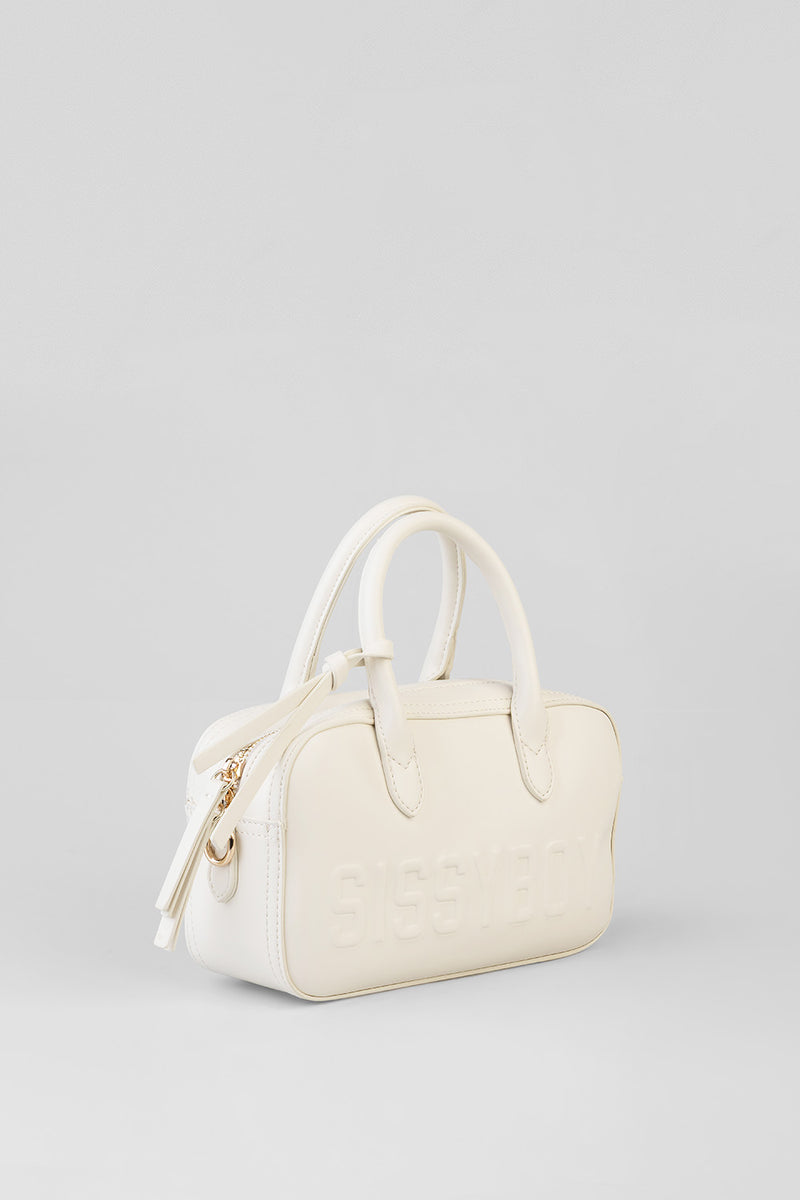 Emory Bowler Bag With Embossed Branding - Cream