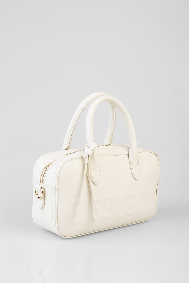 Emory Bowler Bag With Embossed Branding - Cream