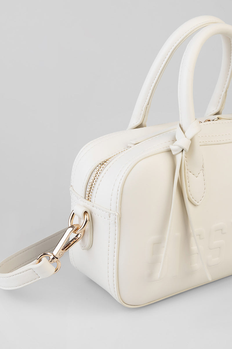 Emory Bowler Bag With Embossed Branding - Cream