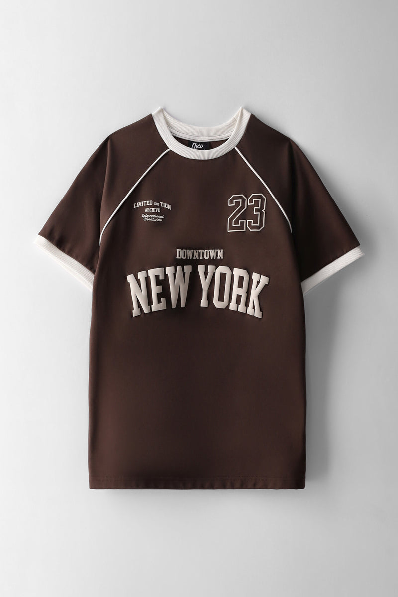 Boys Interlock Oversized Sports T-Shirt - Chocolate