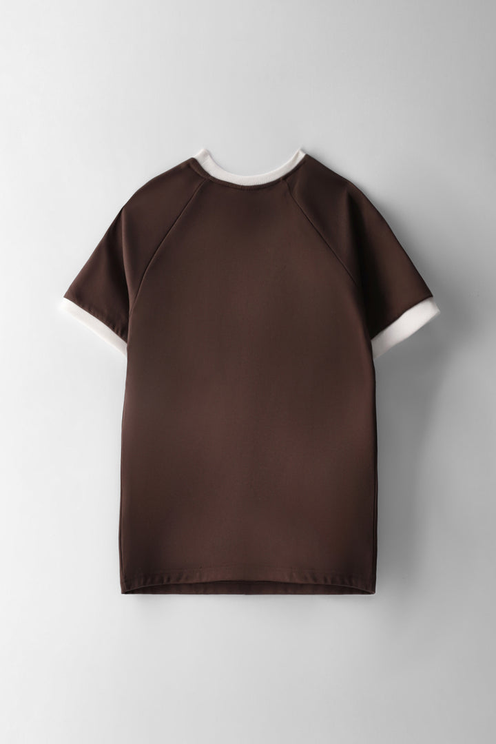 Boys Interlock Oversized Sports T-Shirt - Chocolate