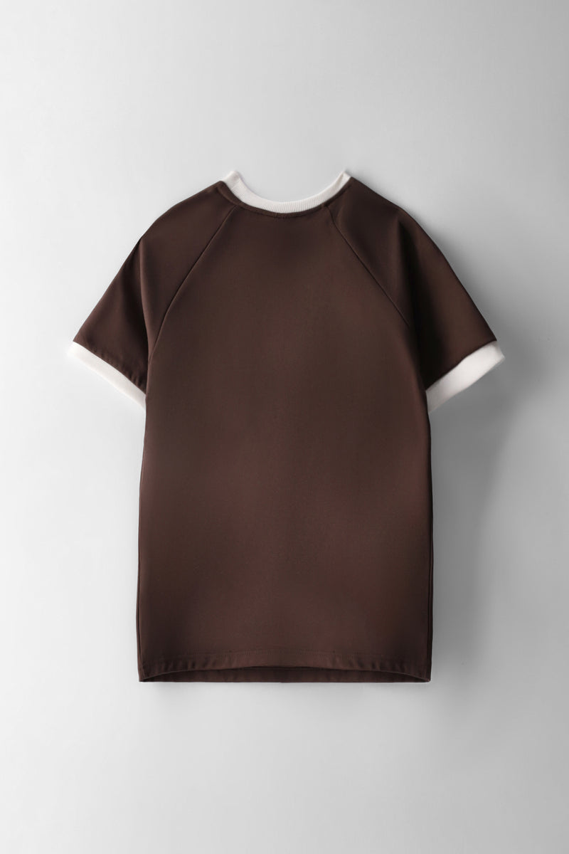 Boys Interlock Oversized Sports T-Shirt - Chocolate