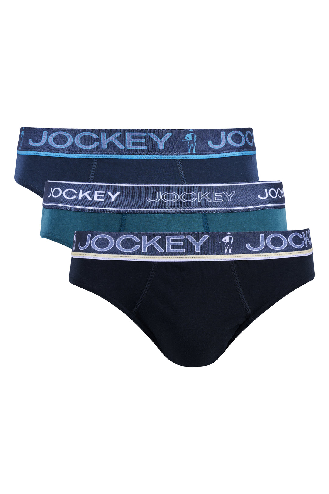 3 Pack Digi Elastic Briefs - Black/Teal
