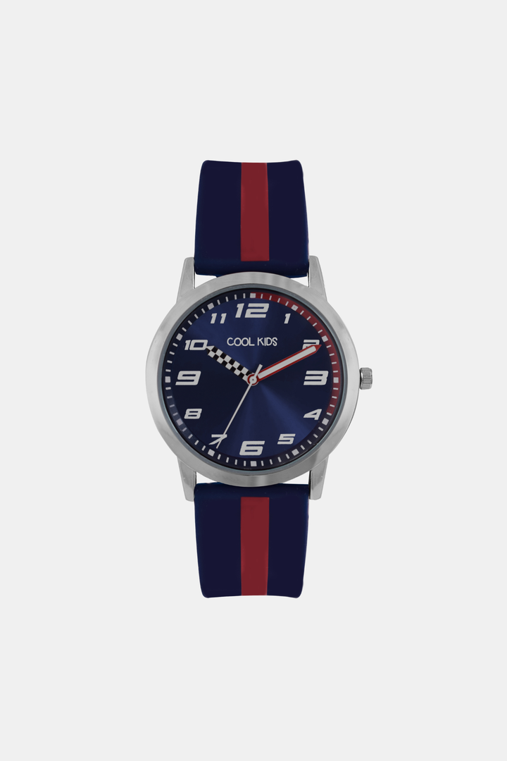 Boys Resin Red Stripe Analogue Watch - Navy