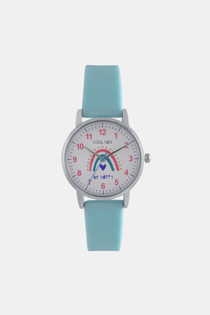 Girls Resin Rainbow Analogue Watch - Turquoise