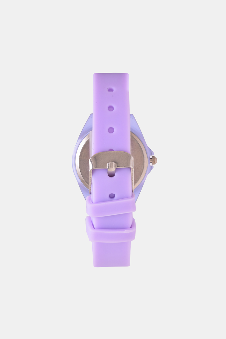 Girls Resin Heart Analogue Watch - Lilac