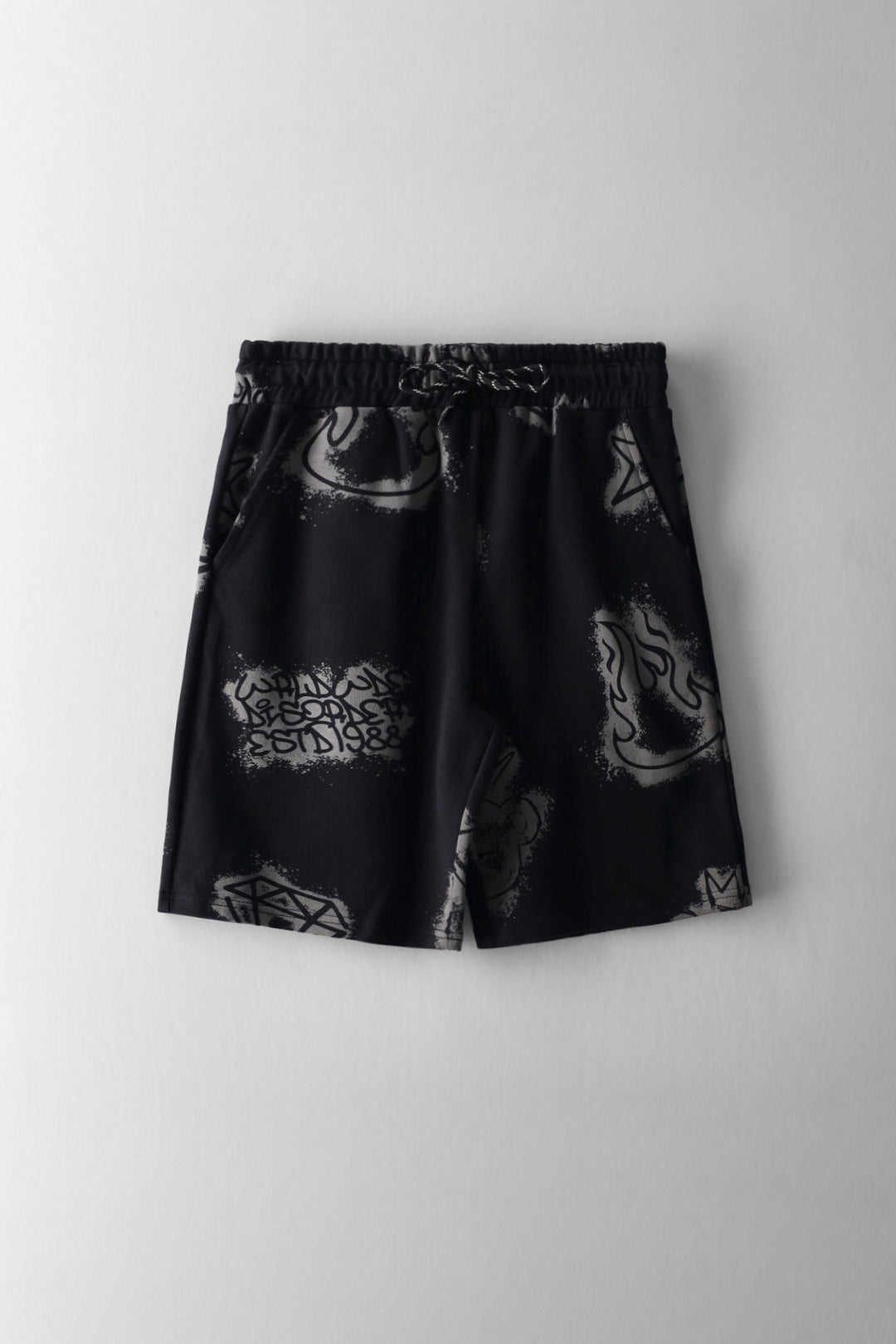 Nyc Grafitti Fleece Shorts - Black